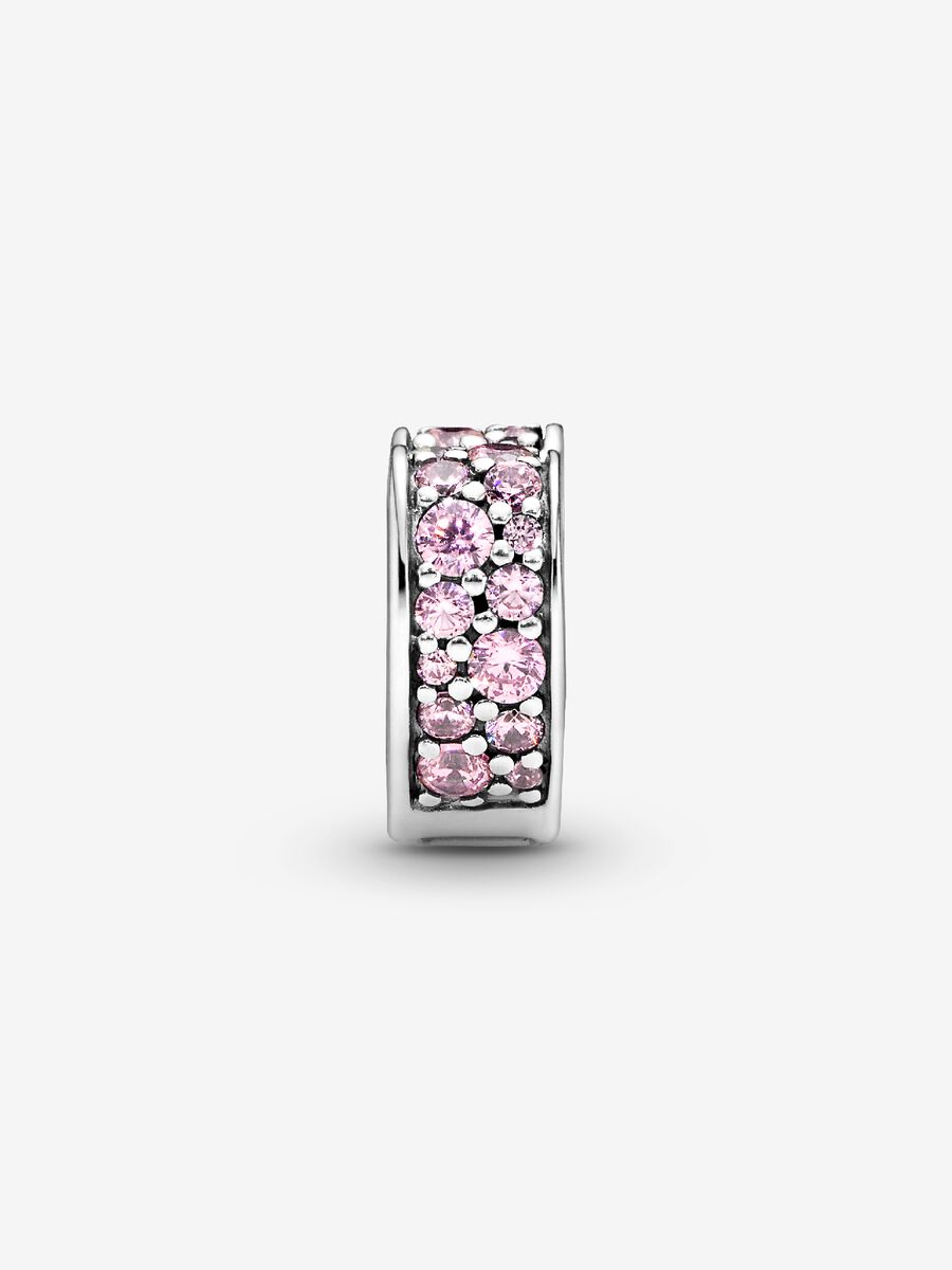 Pink Pavé Heart Clip Charm