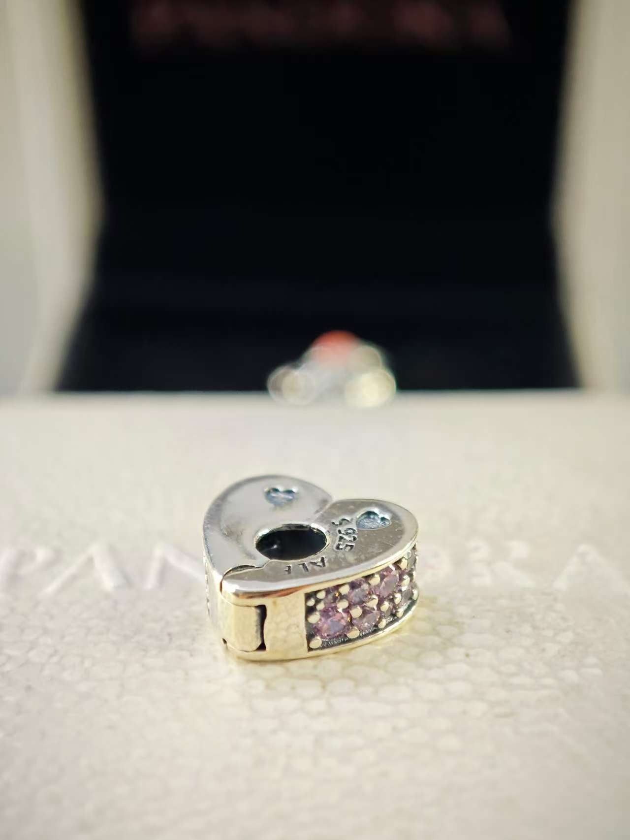 Pink Pavé Heart Clip Charm