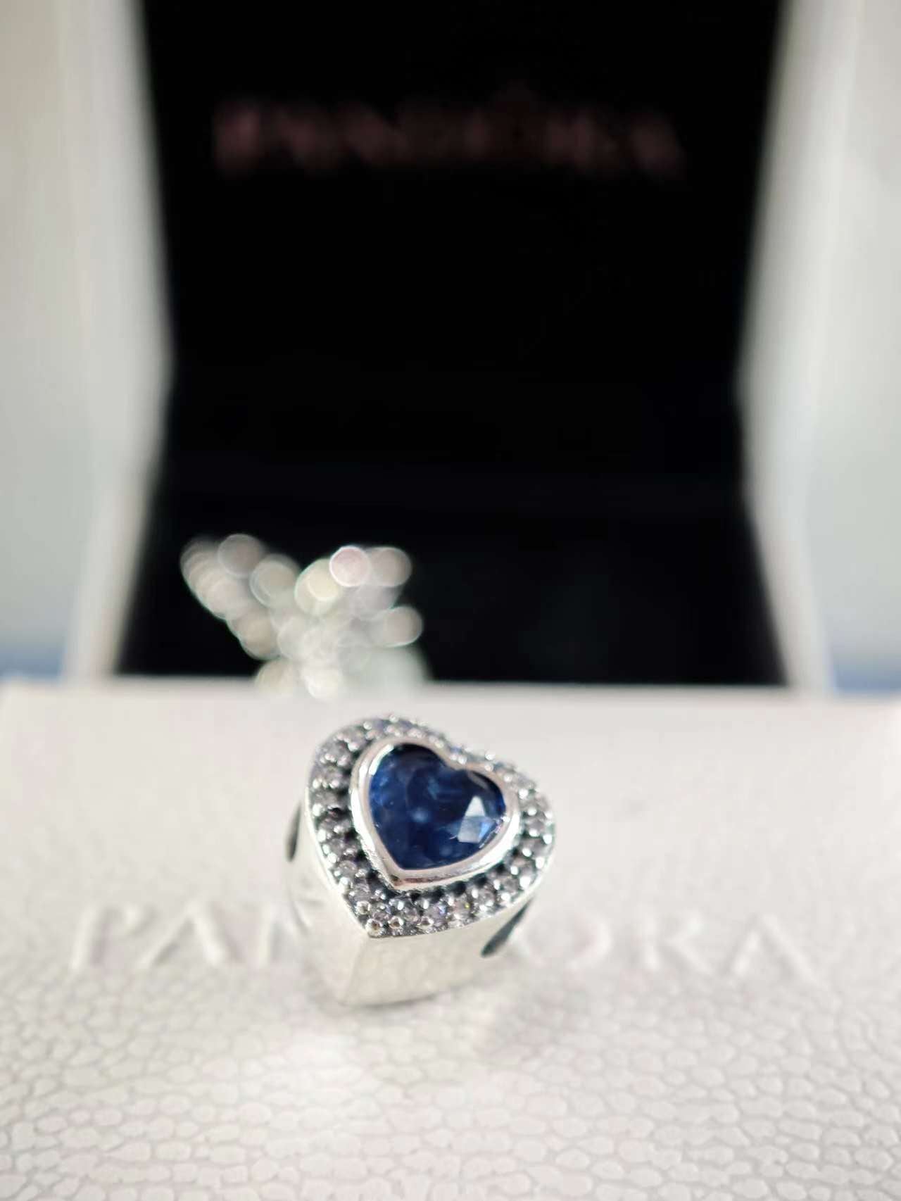 Sparkling Love Charm with Blue Crystal
