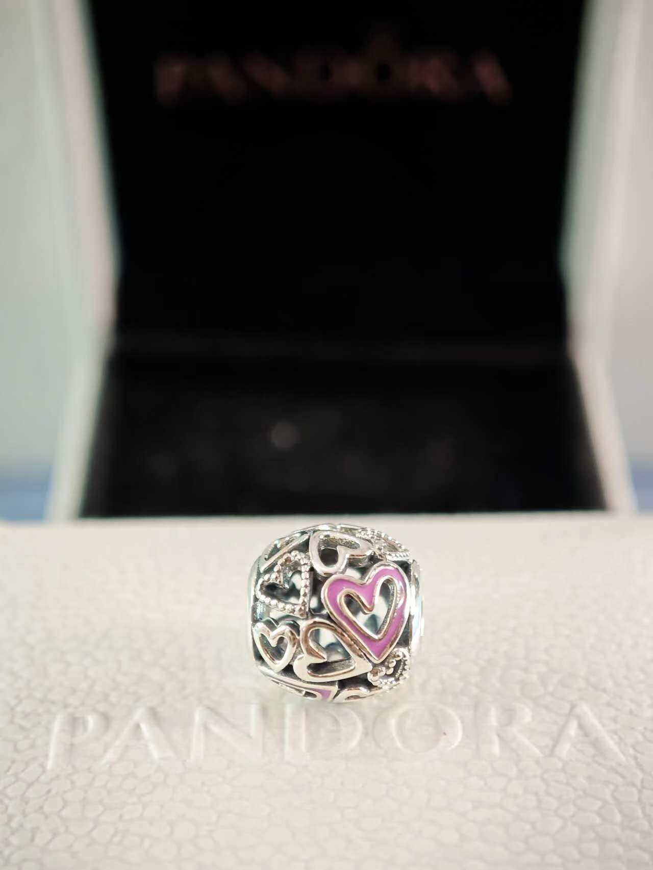 Pink Openwork Freehand Heart Charm