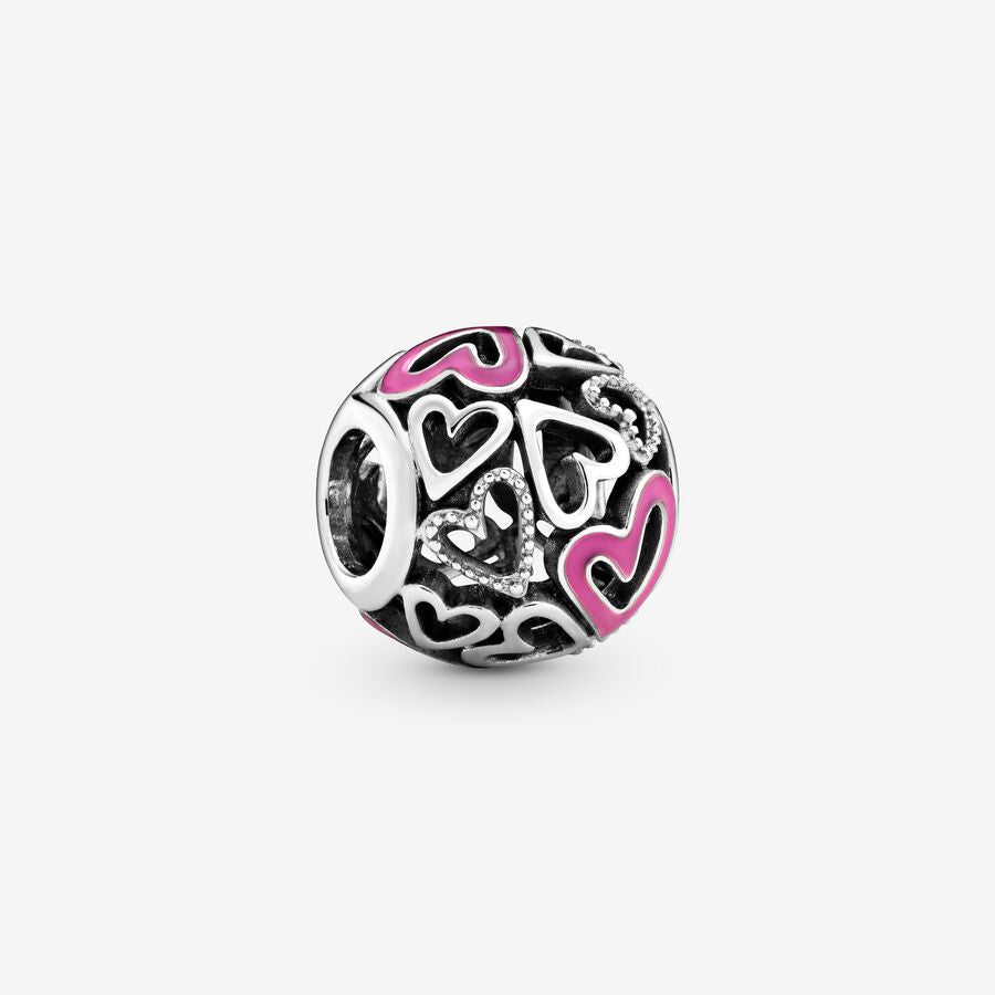 Pink Openwork Freehand Heart Charm