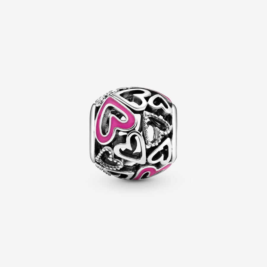 Pink Openwork Freehand Heart Charm