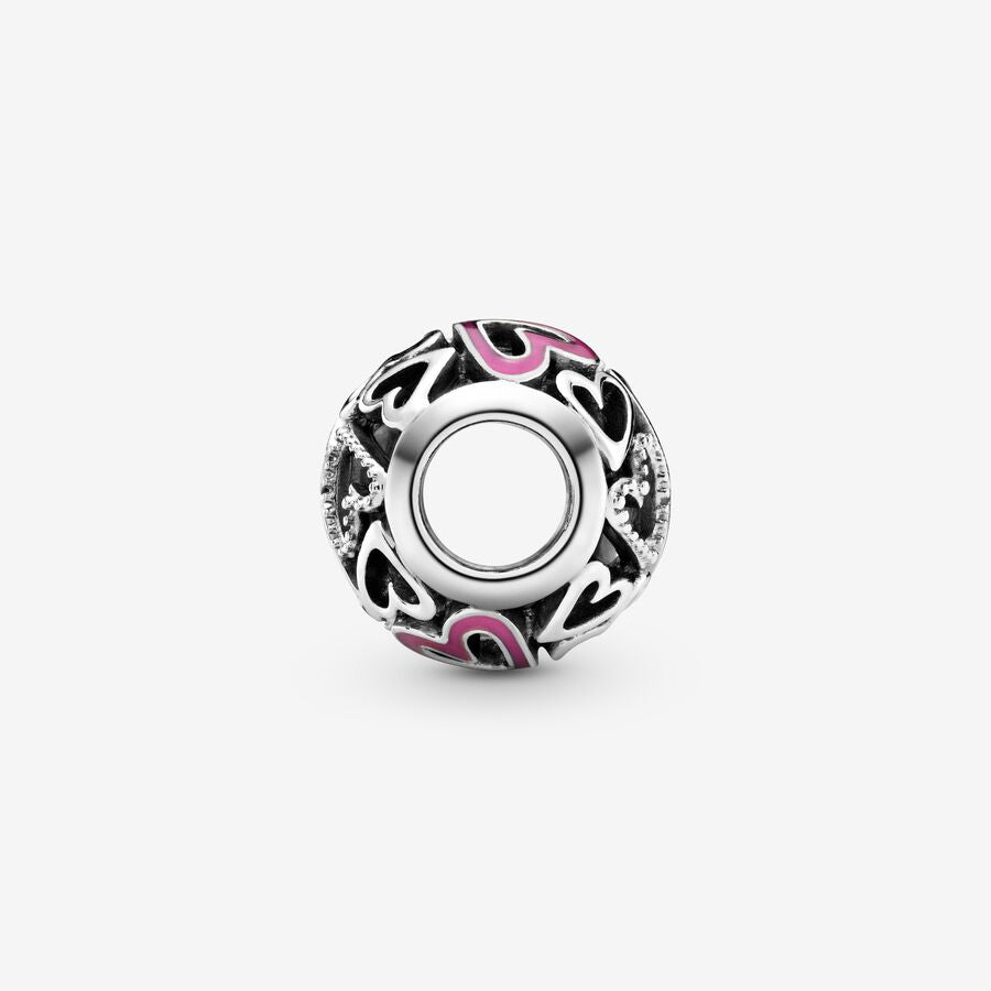 Pink Openwork Freehand Heart Charm