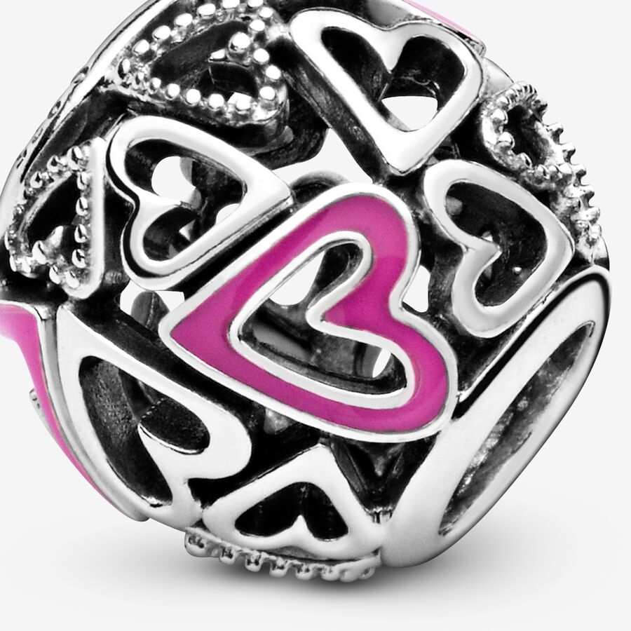 Pink Openwork Freehand Heart Charm