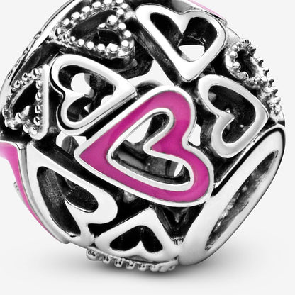 Pink Openwork Freehand Heart Charm