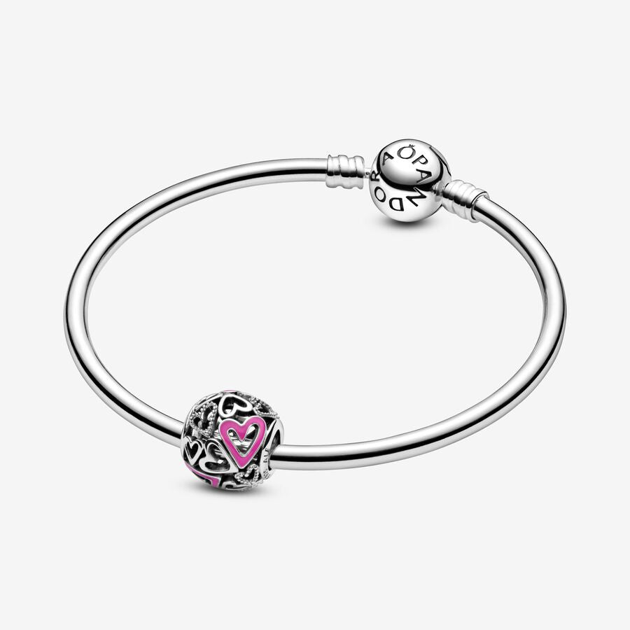 Pink Openwork Freehand Heart Charm