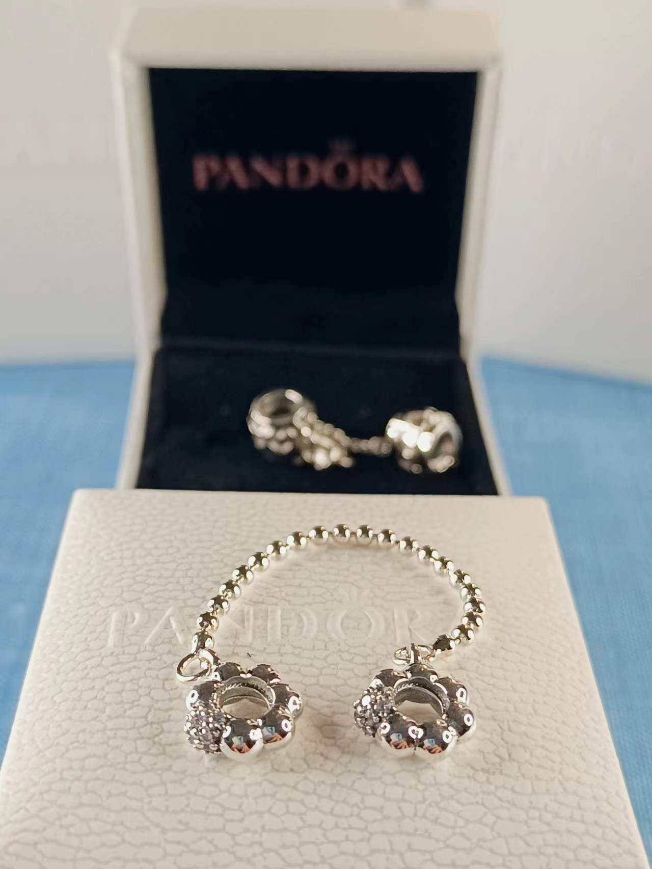 Beads and Pave Safety Chain Charm