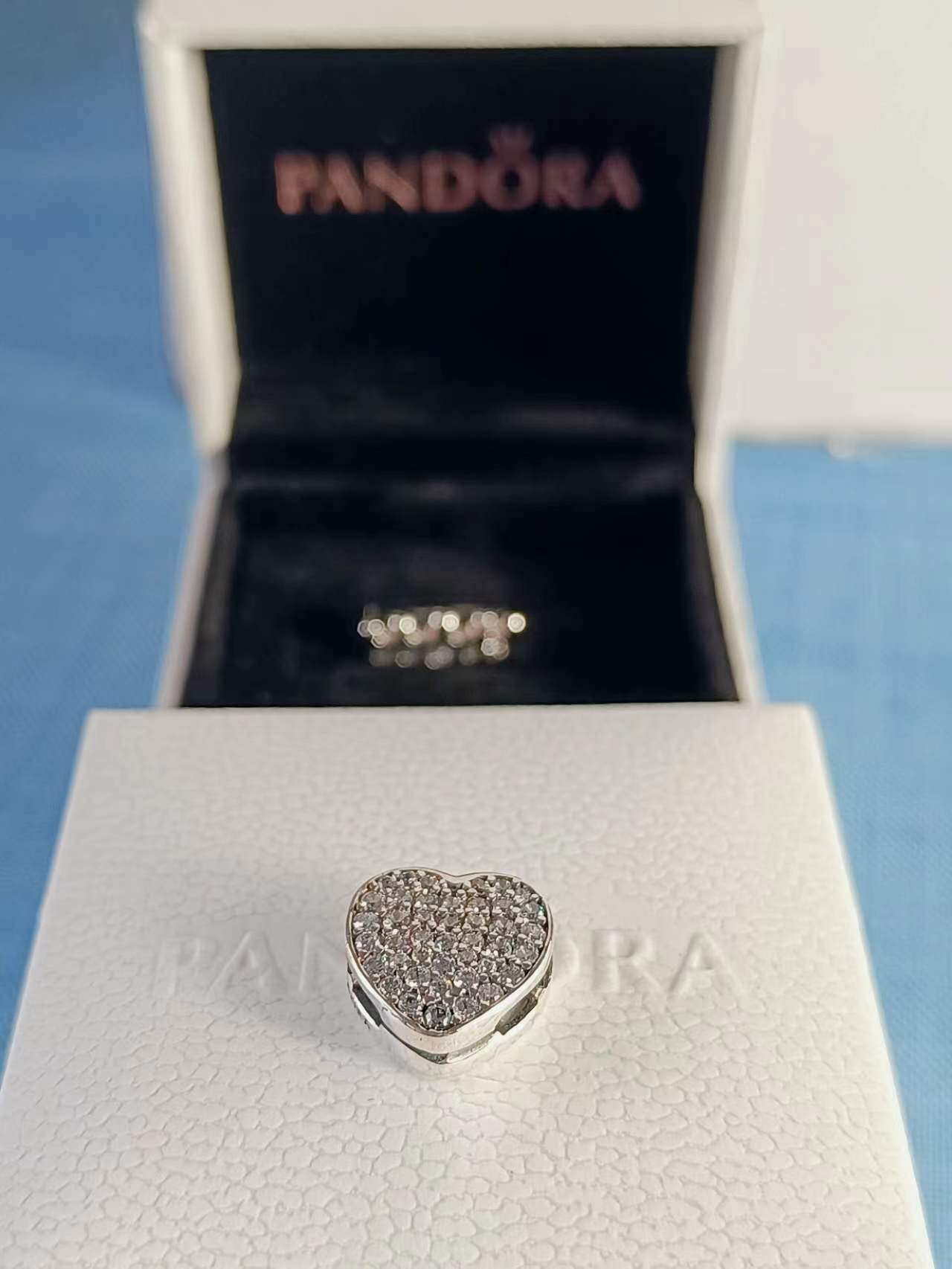 Pavé Heart Clip Charm Sterling silver
