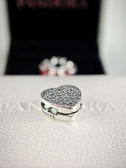 Pavé Heart Clip Charm Sterling silver