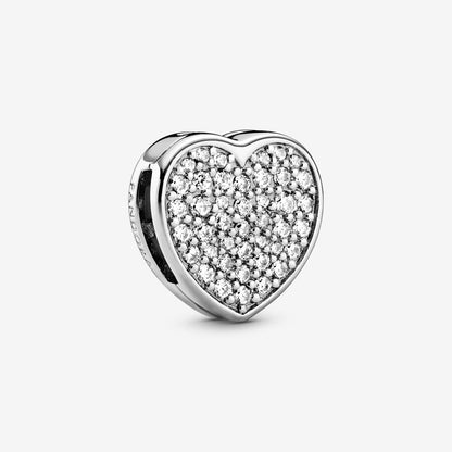 Pavé Heart Clip Charm Sterling silver