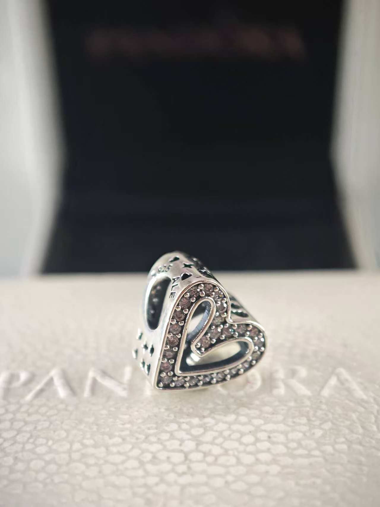 Sparkling Freehand Heart Charm Sterling Silver