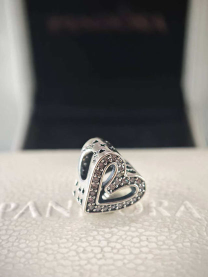 Sparkling Freehand Heart Charm Sterling Silver