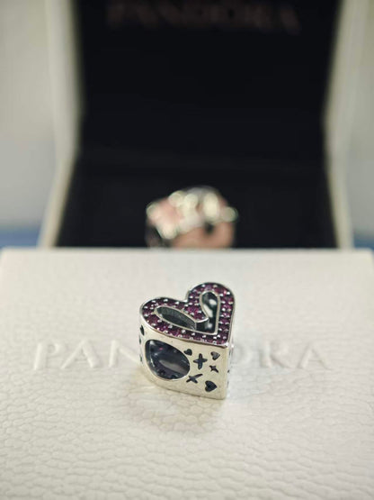 Sparkling Ruby Red Freehand Heart Charm