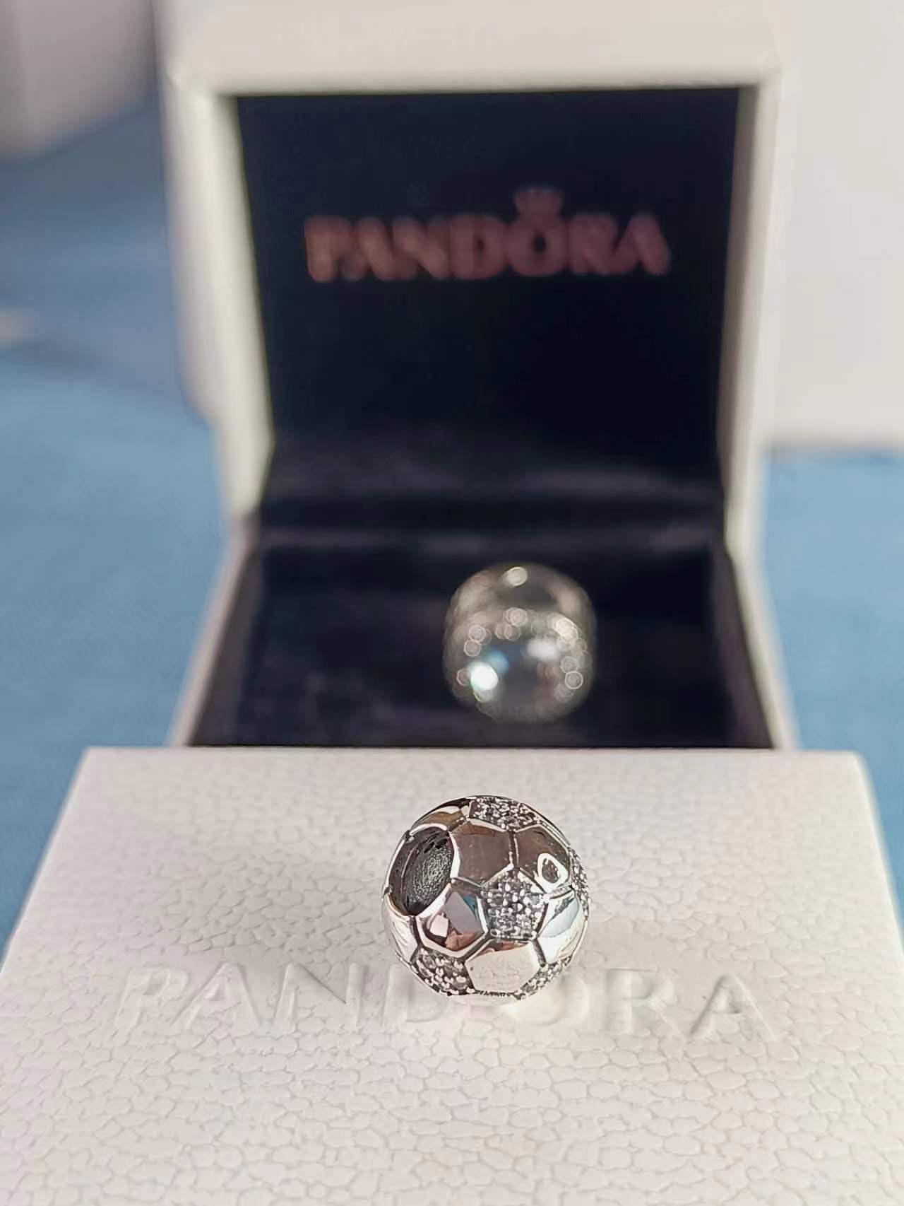 Sparkling Football Charm Clear Cubic Zirconia