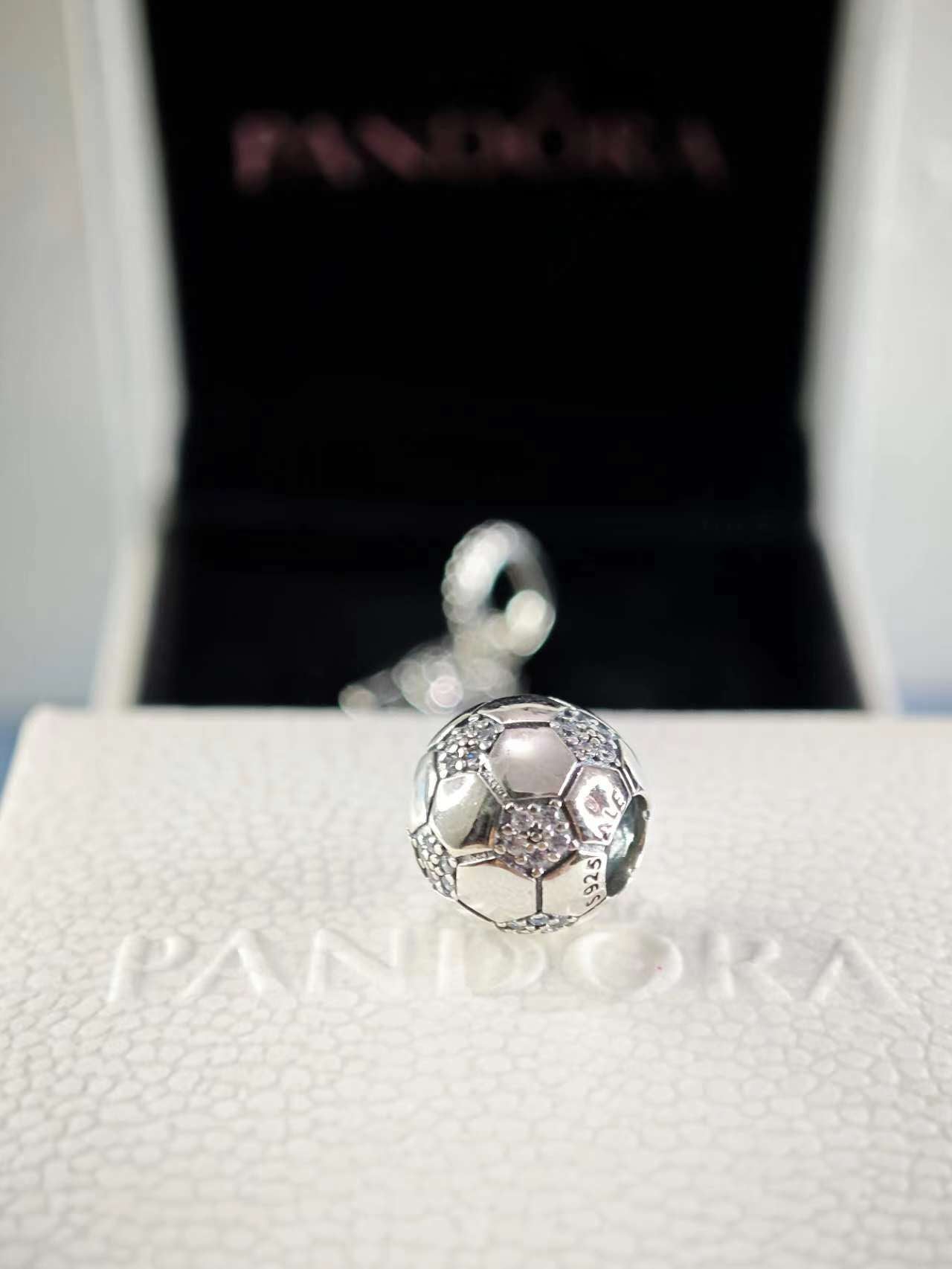 Sparkling Football Charm Clear Cubic Zirconia