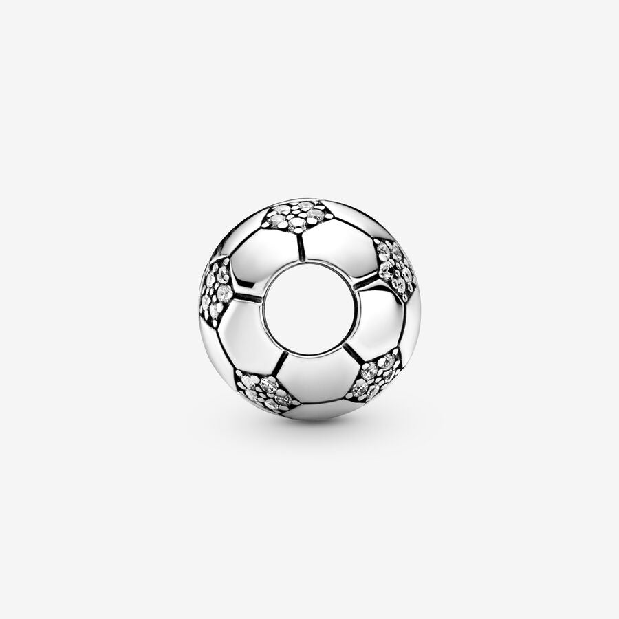Sparkling Football Charm Clear Cubic Zirconia
