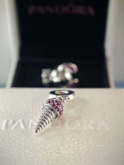 Pave Ice Cream Cone Dangle Charm