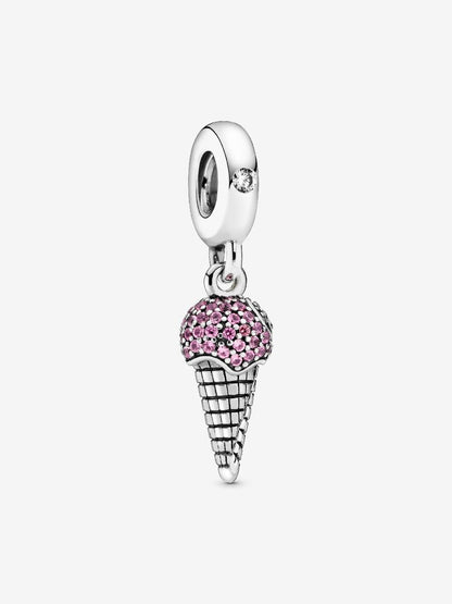 Pave Ice Cream Cone Dangle Charm