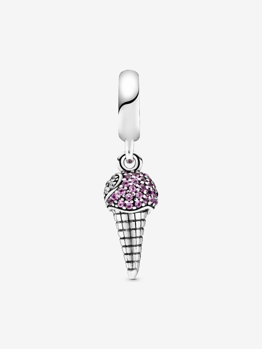 Pave Ice Cream Cone Dangle Charm