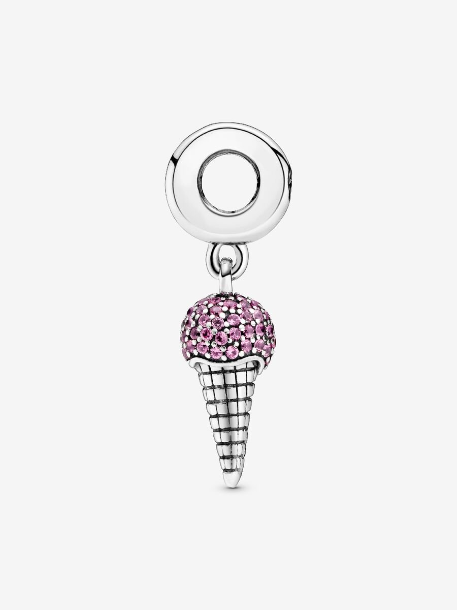 Pave Ice Cream Cone Dangle Charm