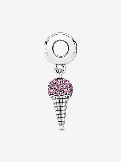 Pave Ice Cream Cone Dangle Charm