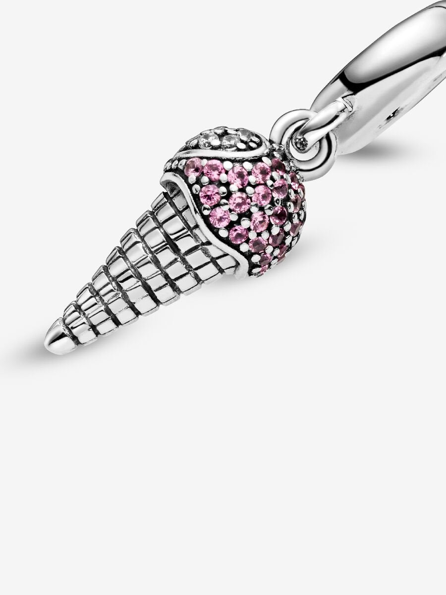 Pave Ice Cream Cone Dangle Charm