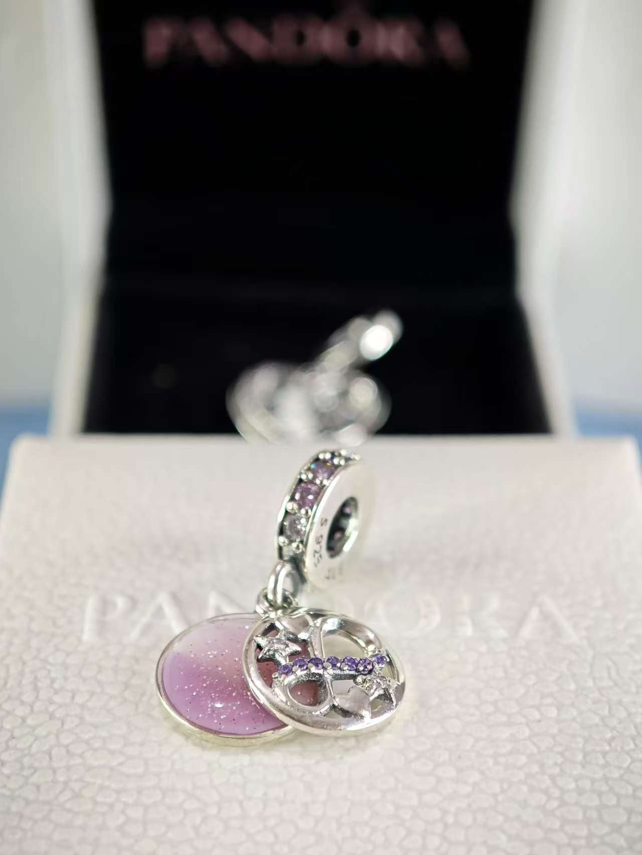 Glittering Infinity Hearts and Stars Dangle
