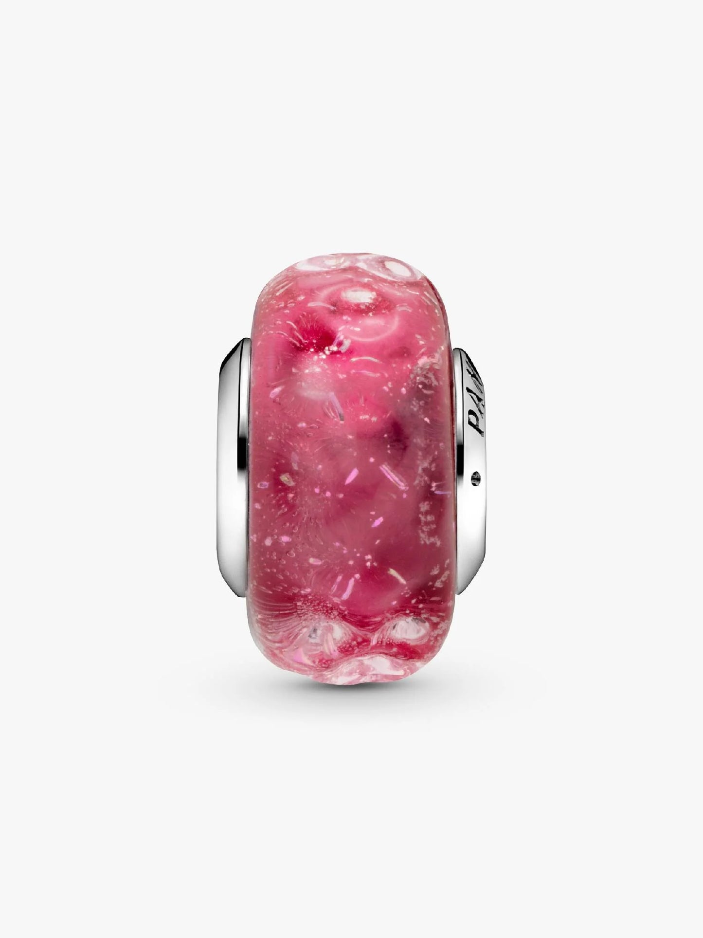 Wavy Fancy Pink Murano Glass Charm