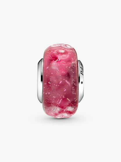 Wavy Fancy Pink Murano Glass Charm