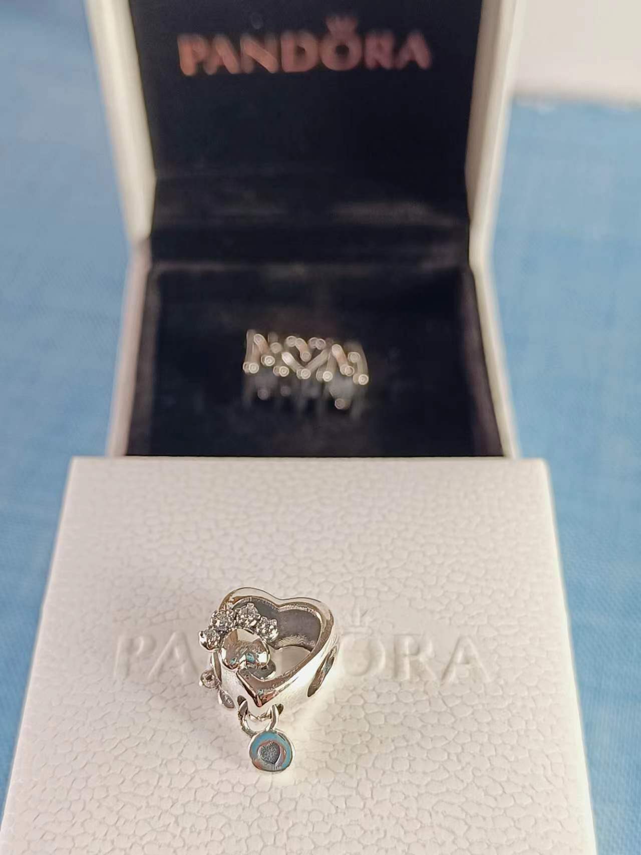 Paw Heart Sterling Silver Charm With Clear Cubic Zirconia