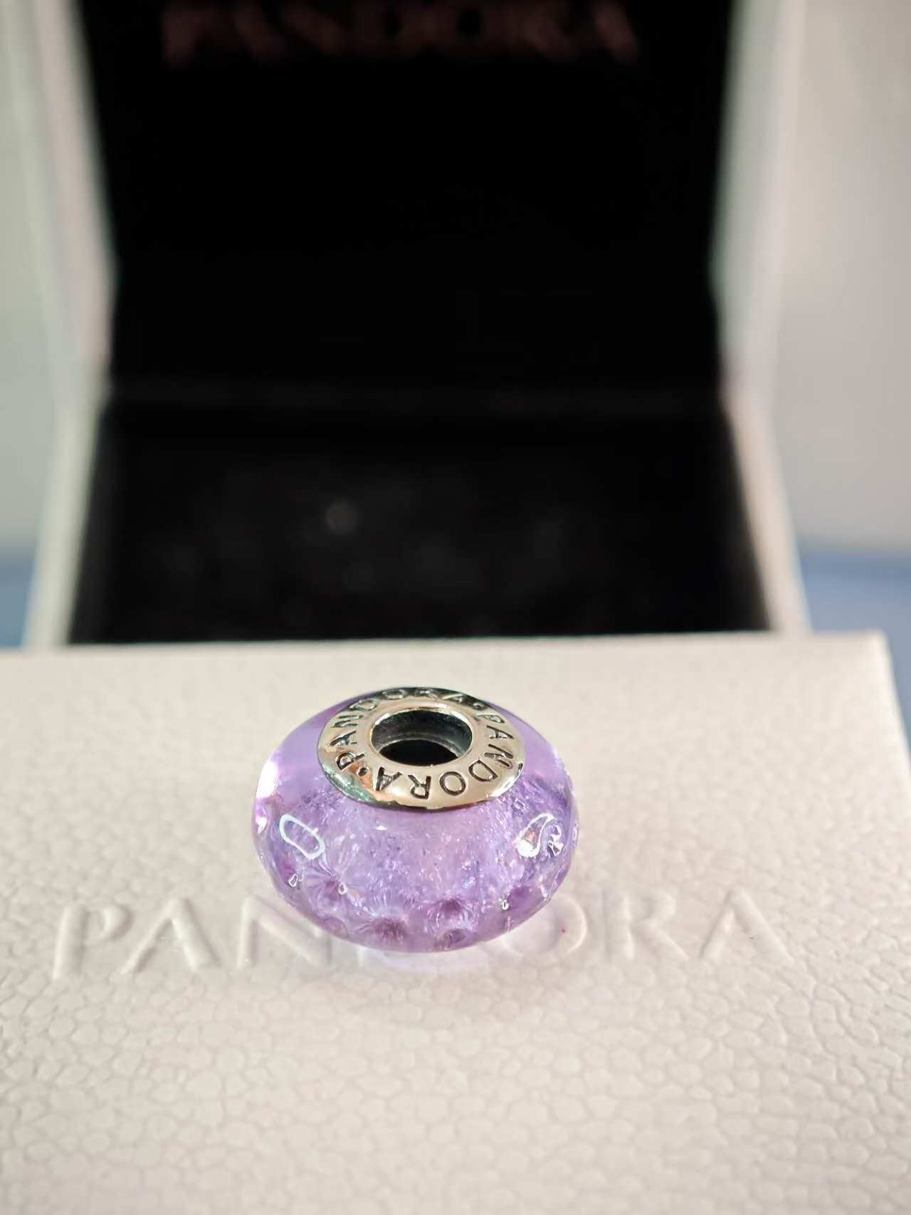 Wavy Lavender Murano Glass Charm