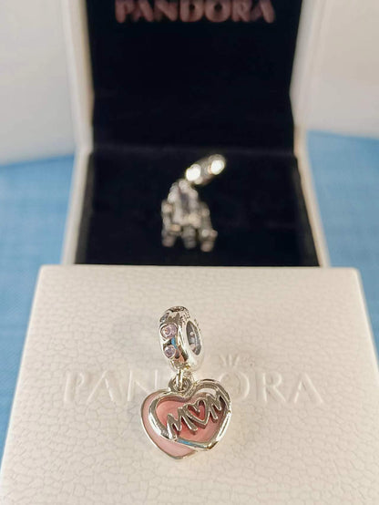 Mom Script Heart Dangle Charm