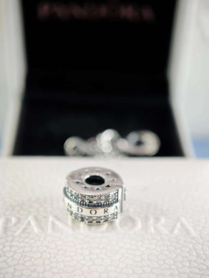Sparkling Pavé Lines and Logo Clip Charm