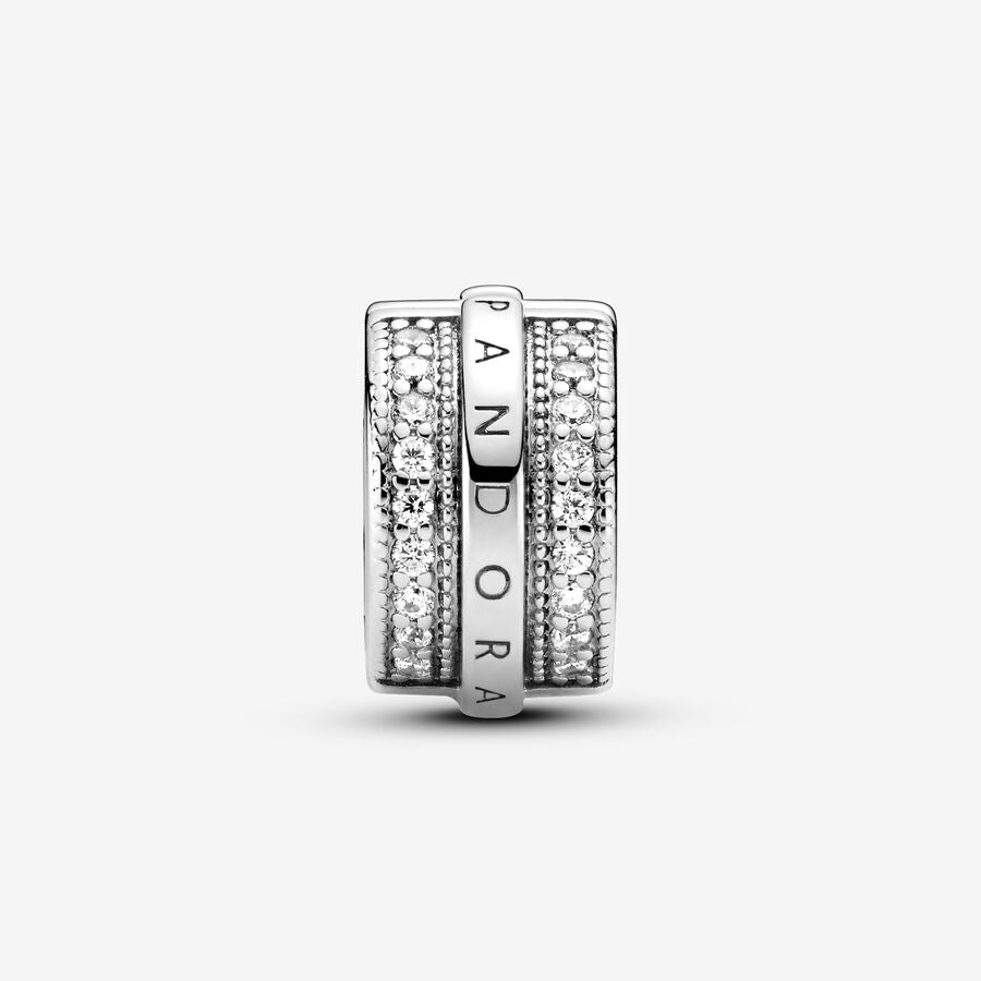 Sparkling Pavé Lines and Logo Clip Charm