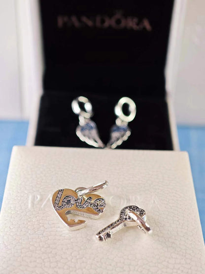 Splittable Heart & Key Dangle Charm