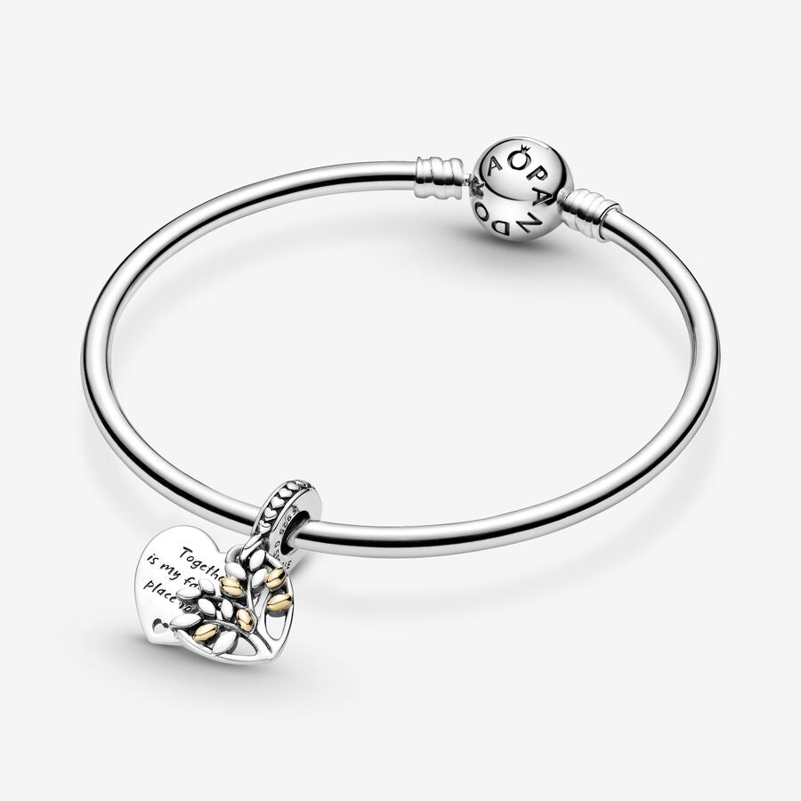Two-Tone Family Tree Heart Dangle Charm