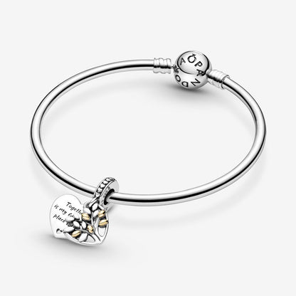 Two-Tone Family Tree Heart Dangle Charm