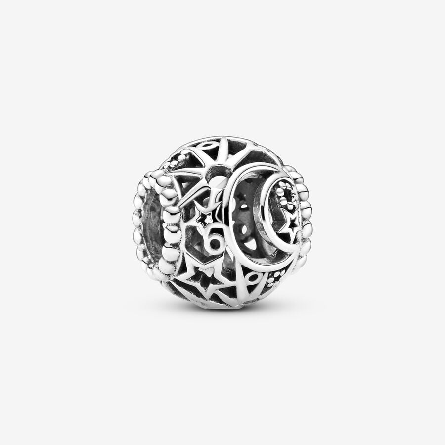 Openwork Sun, Stars and Moon Charm