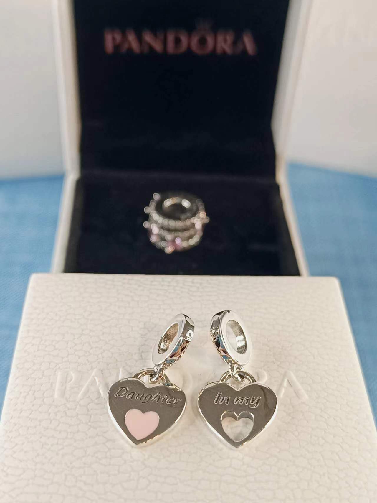 Double Heart Mother Daughter Split Dangle Charm
