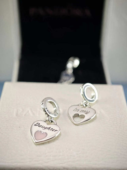 Double Heart Mother Daughter Split Dangle Charm