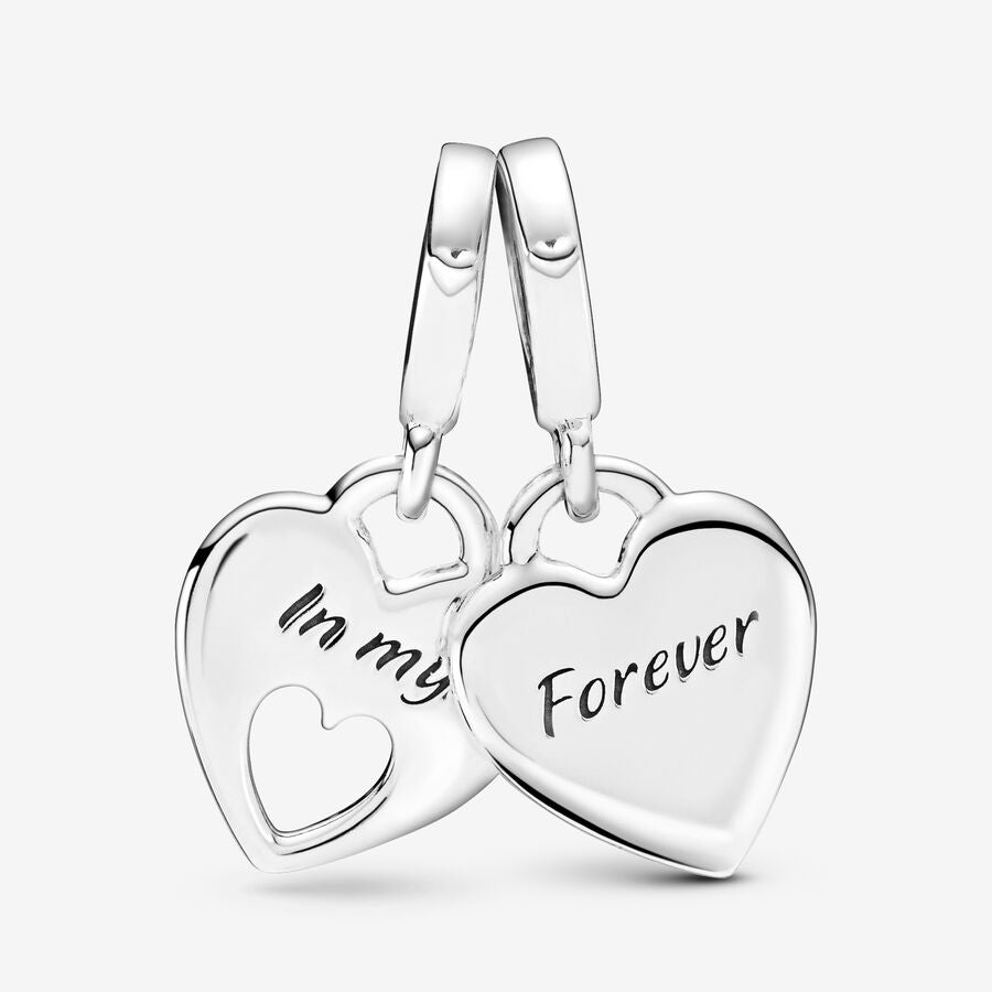 Double Heart Mother Daughter Split Dangle Charm