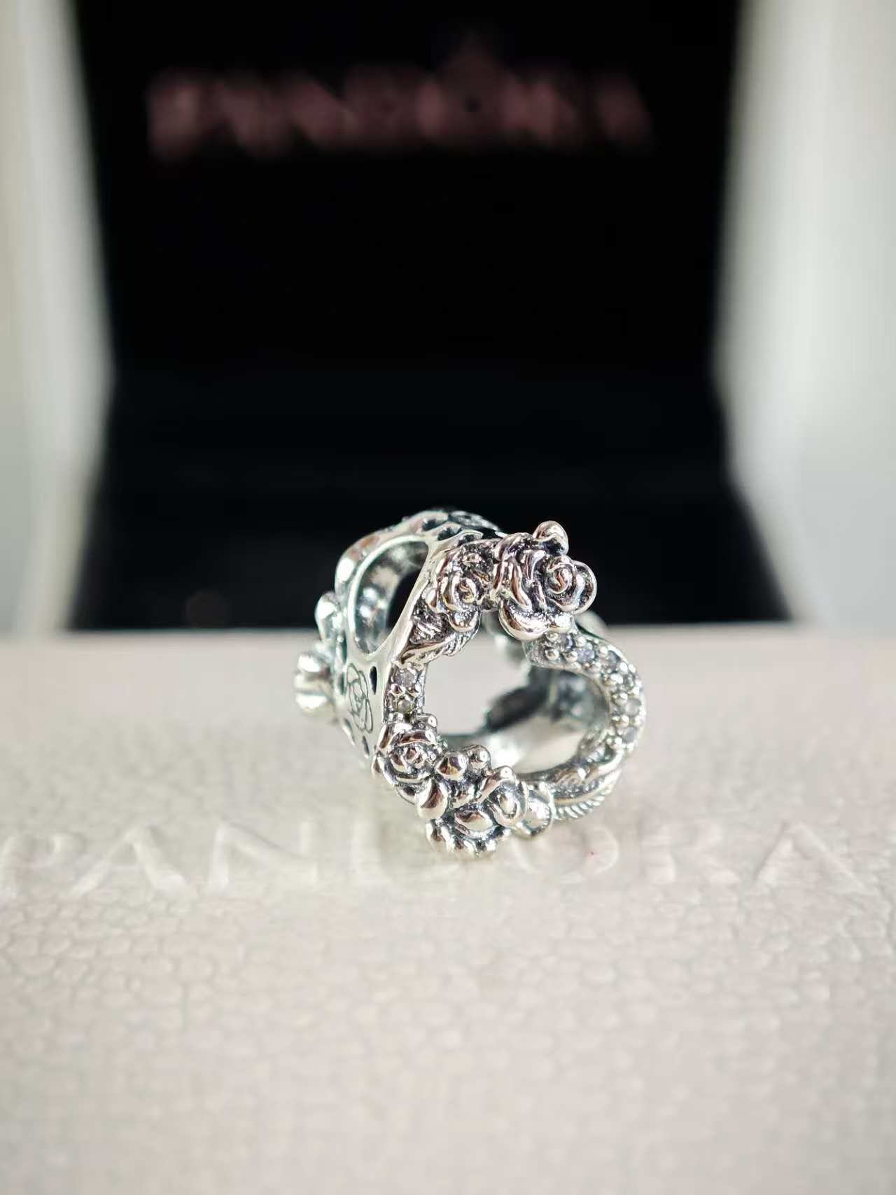 Open Heart & Rose Flowers Charm