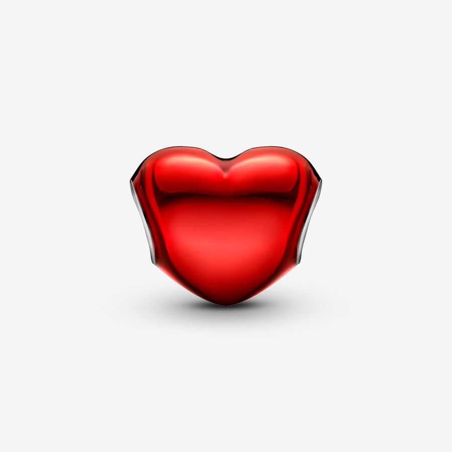 Metallic Red Heart Charm