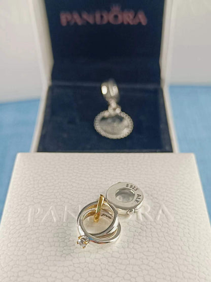 Two-tone Wedding Rings Dangle Charm 