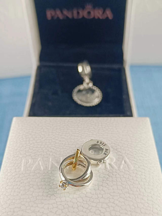 Two-tone Wedding Rings Dangle Charm