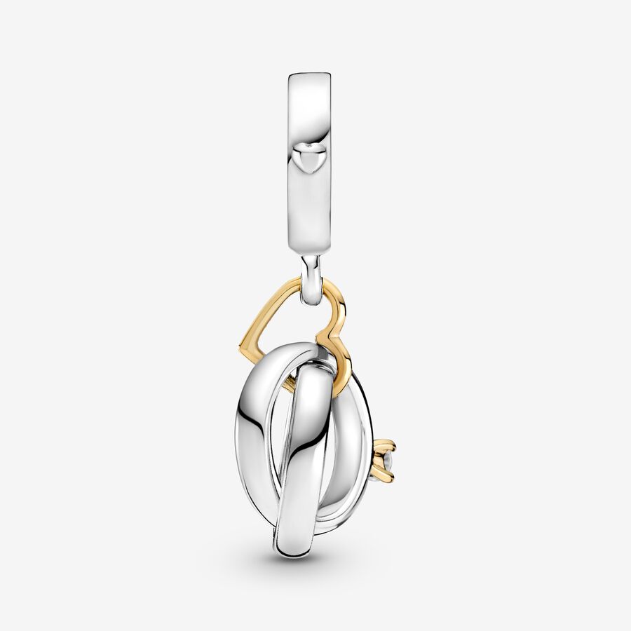 Two-tone Wedding Rings Dangle Charm 