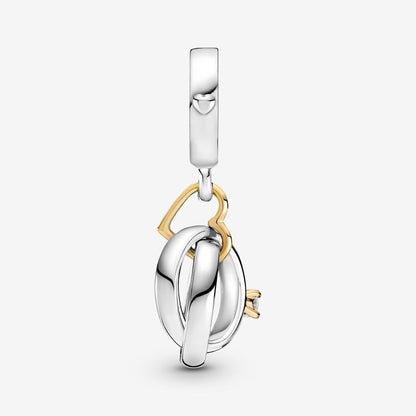Two-tone Wedding Rings Dangle Charm 