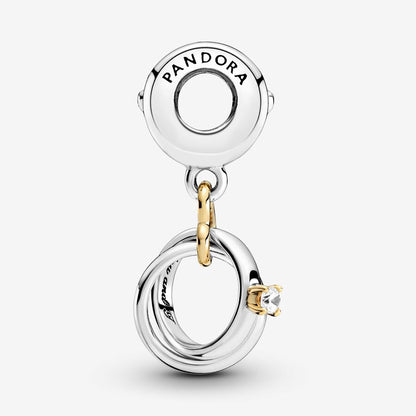 Two-tone Wedding Rings Dangle Charm 