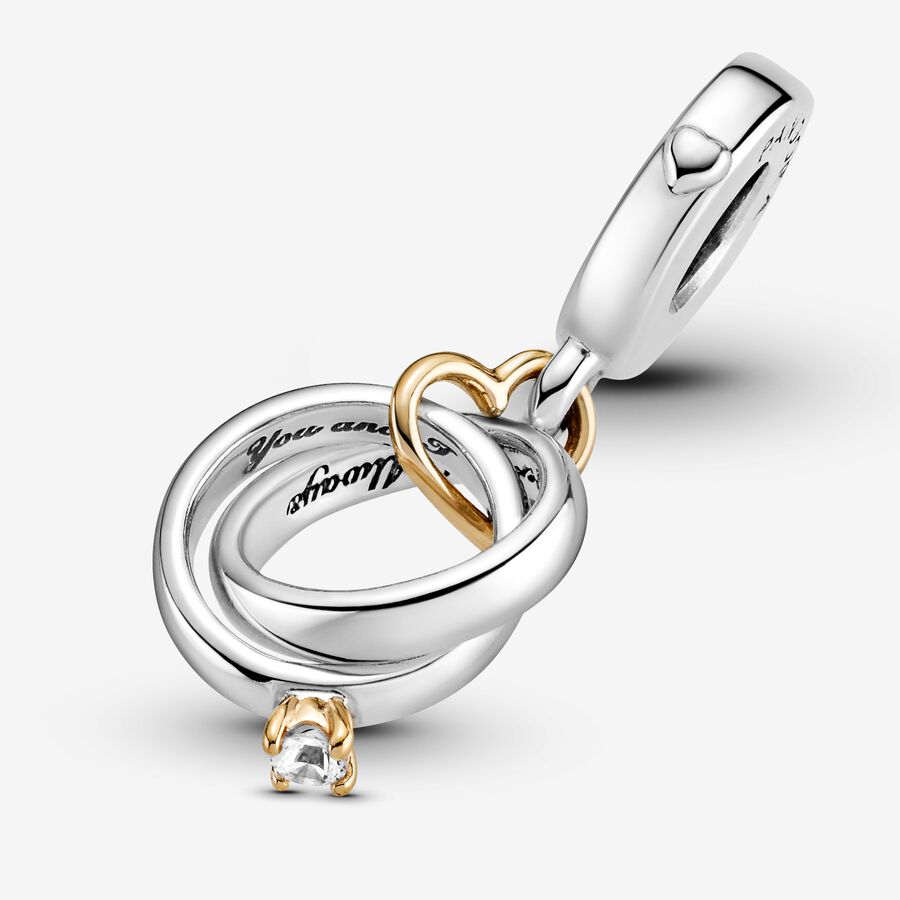 Two-tone Wedding Rings Dangle Charm 