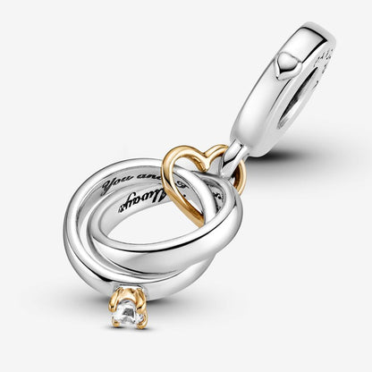 Two-tone Wedding Rings Dangle Charm 